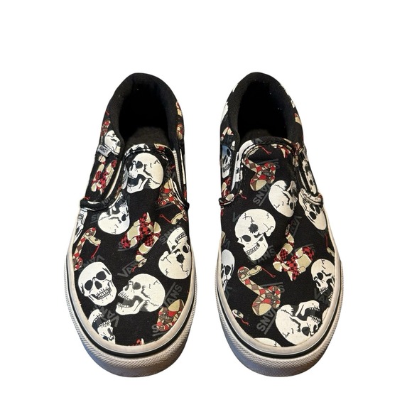 VANS Off The Wall Skulls Snakes Youth 3 Glow In The Dark Slip On Shoes Sneakers - Picture 1 of 6